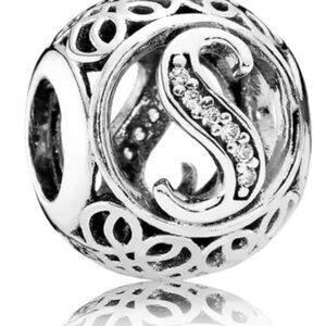 Pandora sterling  Silver S Charm with Intricate Detailing